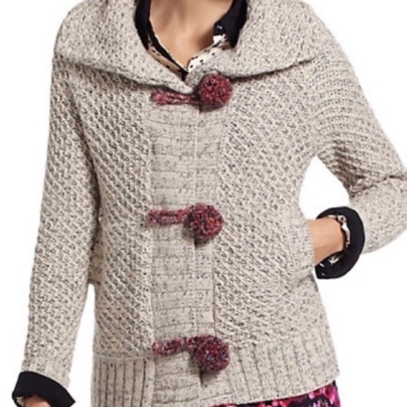 Anthropologie HWR Pom Pom Cardigan Sweater Lined XS - Picture 1 of 12